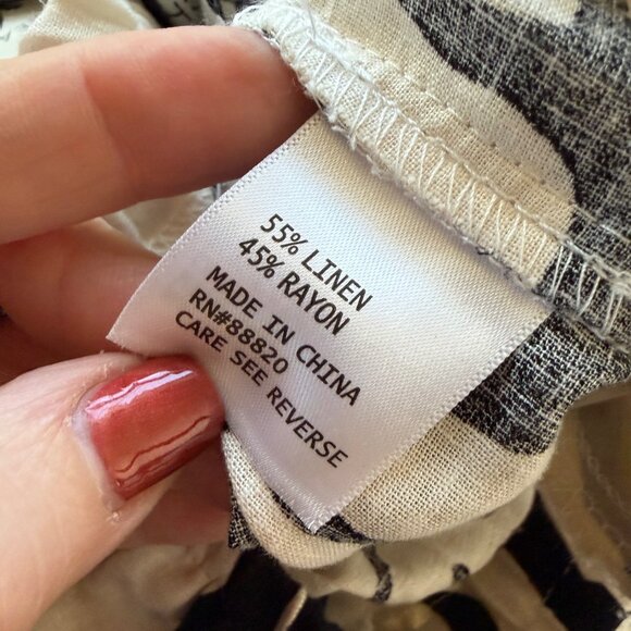 Rachel Zoe Printed Elastic Waist Pull On Midi Skirt Womens Sz M Linen Resortwear - Picture 4 of 5